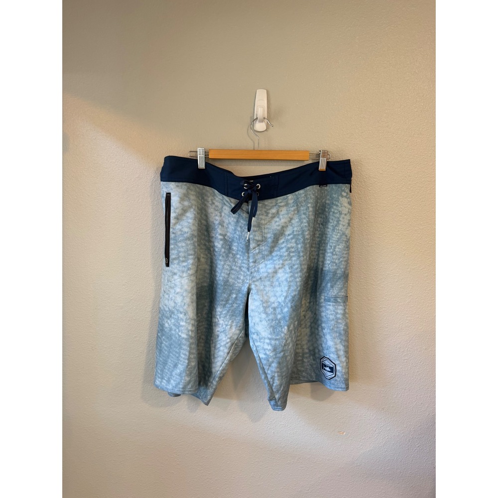 Pelagic Argonaut Boardshorts Mens 38 Blue Water Print Fishing Swim Trunks